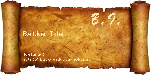 Batka Ida névjegykártya
